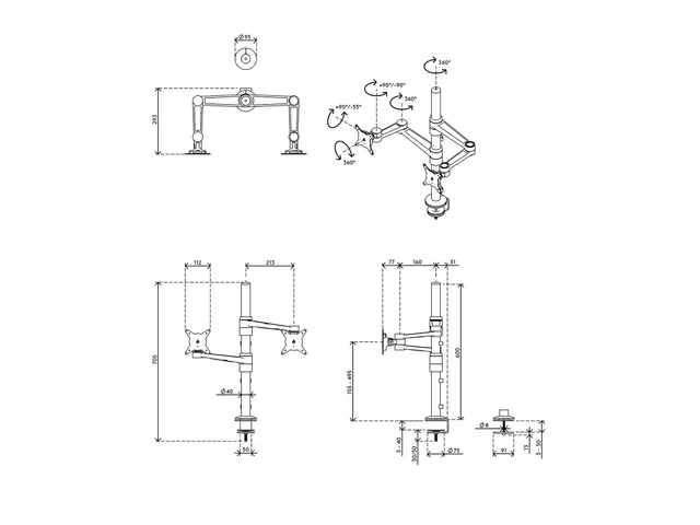 Monitorarm ViewLite 143 2 Schermen Zwart