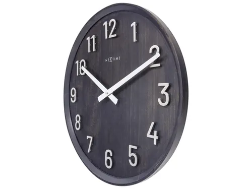 Grote wandklok - 50cm- Stille klok - Walnoot - zwart - NeXtime "Precio