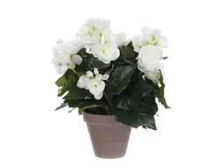 Kunstplant Mica Begonia wit in pot Stan grijs 25x30cm - 6