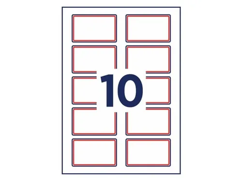 Naambadge etiket Avery L4786 80x50mm rood kader Laserprinter 200 stuks