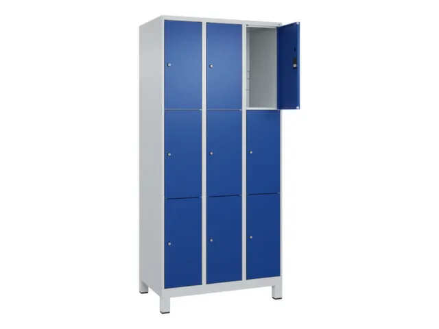 lockerkast,HxBxD 1950x900x500mm,3x3vakken,vak B 300mm,cil.-slot,voeten