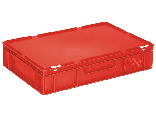 Euronorm Stapelkrat Pe 130x600x400mm 23l Met Deksel Rood