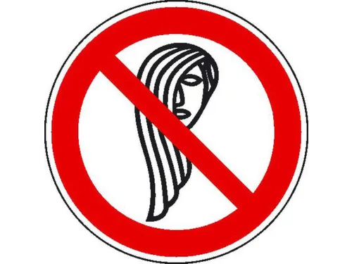verbodsbord,Verboden te bedienen met lang haar,PVC,Ø 100mm