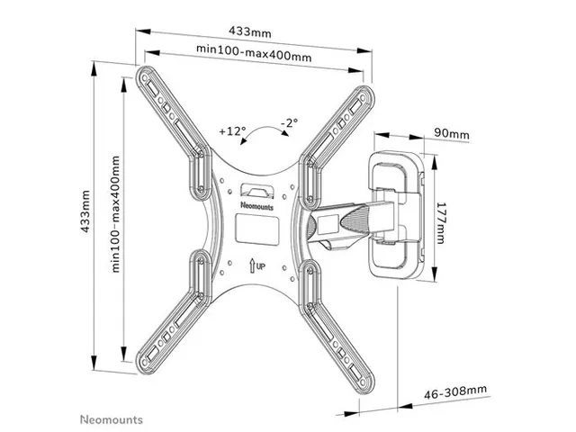 Wandsteun Full Motion 32-55 Inch Zwart WL40-540BL14