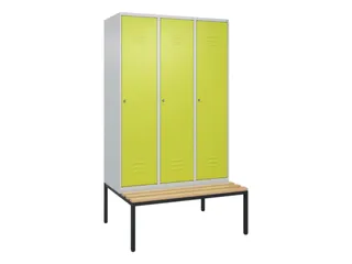 locker met bank,HxBxD 2120x1200x815mm,3vak,vak B 400mm,cil.-slot - 1
