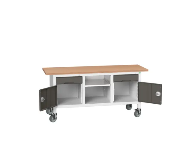werkbank,HxBxD 830x1750x600mm,multiplexblad,uitrusting: 2laden,2kasten