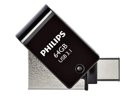 USB stick 3.1 Philips 2in1 USB-A 64GB zwart