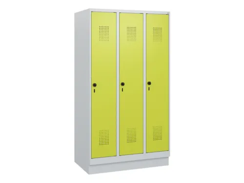 schoollocker,HxBxD 1630x900x500mm,3vak,vak B 300mm,draaigrendel,sokkel