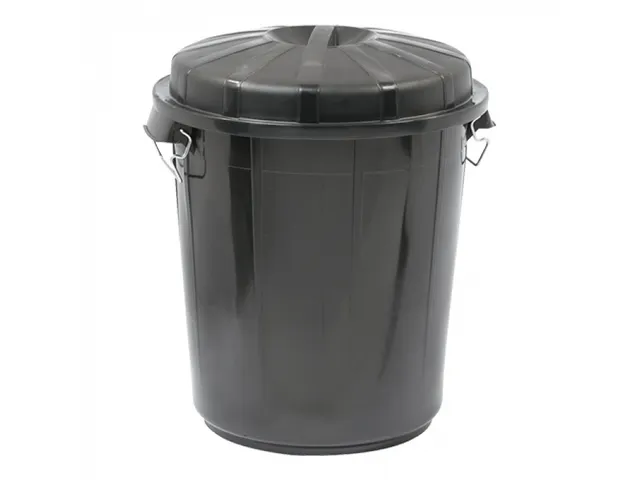 Denox kunststof Afvalvat met deksel 70 liter Zwart