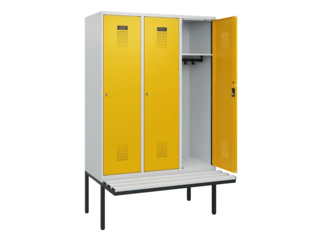locker met bank,HxBxD 1950x1200x815mm,3vak,vak B 400mm,cilinderslot