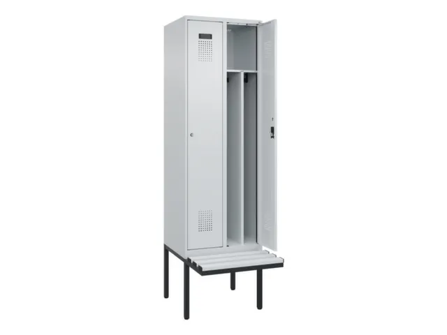 locker met bank,voor scheiding van kleding,HxBxD 2120x600x815mm,2vak