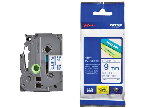 Labeltape Brother P-touch TZe-223 standaard 9mm blauw op wit