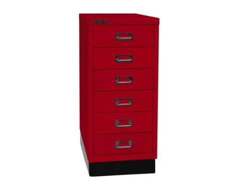 kantoor-ladekast HxBxD 670x279x380mm 6 laden romp kardinaalrood staal