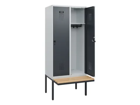 locker met bank,HxBxD 1950x800x815mm,2vak,vak B 400mm,draaigrendel