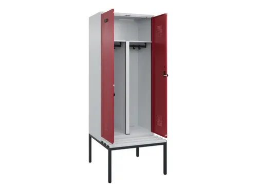 PBM-locker met bank,HxBxD 2120x800x815mm,2vak,vak B 400mm,draaigrendel