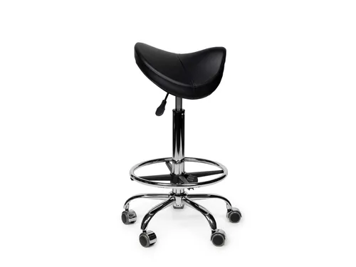 Zadelkruk Office Premium standaard met voetring harde wielen zw