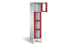 Lockerkast 1850x420x500mm 1x4 vakken Cilinderslot Poten, RAL3003