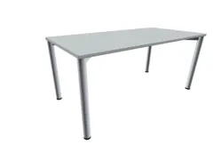 Vergadertafel Rechthoekig 72x160x80cm Lichtgrijs 4voeten Alu