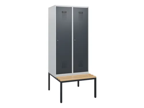 locker met bank,HxBxD 1950x800x815mm,2vak,vak B 400mm,cilinderslot