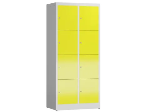 Lockerkast 1800x800x500mm 2x4 vakken cilinderslot, sokkel, RAL1018