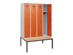 locker met bank,HxBxD 1950x1200x815mm,4vak,vak B 300mm,cilinderslot