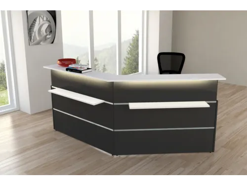 Balie Compleet 2350x 1710mm Met Hoek Tassenplank Front Antraciet