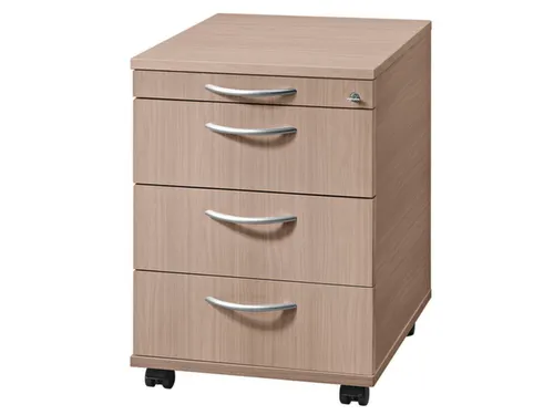Mobiel Ladenblok Notenhout 590x430x580mm Pennenlade 3laden Beugelgreep