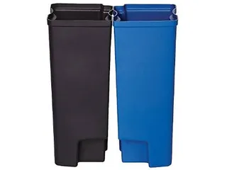 Recycling binnenbakken 2x15 liter End Step RVS Zwart Blauw Kunststof - 1