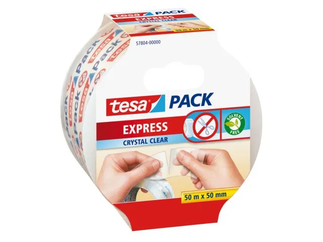 Verpakkingstape tesapack Express Crystal Clear 50mmx50m transparant