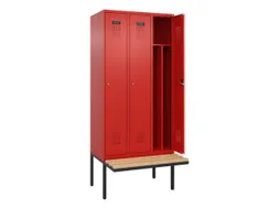 locker met bank,HxBxD 2120x900x815mm,3vak,vak B 300mm,cilinderslot