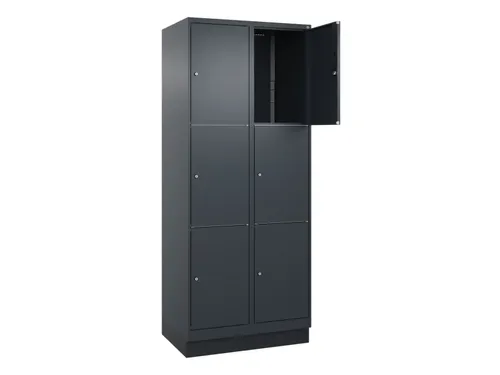 lockerkast,HxBxD 1950x800x500mm,2x3vakken,vak B 400mm,cil.-slot,sokkel