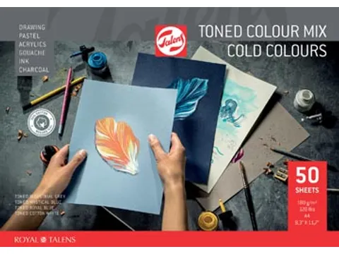 gekleurd tekenpapier, koude kleuren, ft A4 180g