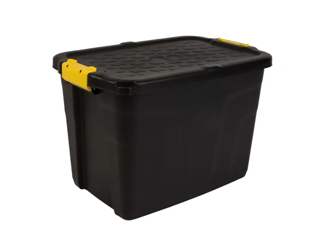 Robuuste Opbergbox 60 Liter Zwart Met Handgrepen