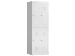 Dubbeldekse garderobekast 1800x590x500mm 2x2vak klink sokkel RAL9003