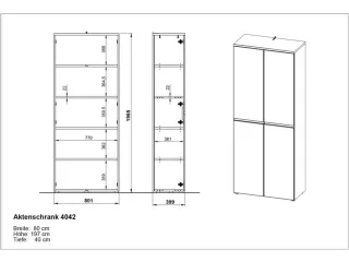 dossierkast,HxBxD 1970x810x400mm,4xhouten legbord,5ordnerhoogte - 6
