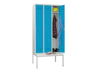 locker met bank,HxBxD 2150x900x500mm,3vak,RAL7035,front RAL5012 - 2