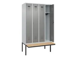 locker met bank,HxBxD 2120x1200x815mm,4vak,vak B 300mm,cilinderslot