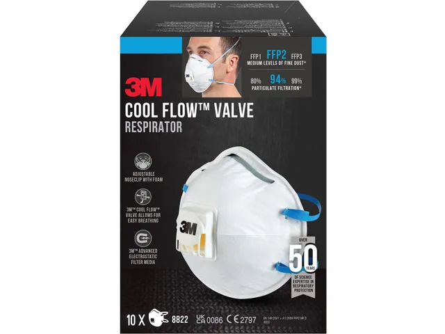 Cool Flow masque anti-particules, FFP2, avec valve, paquet de 10 pièc