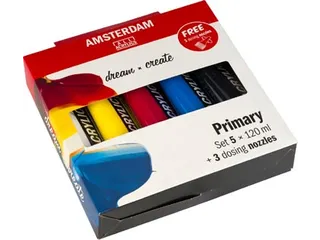 Acrylverf Primair 120 Ml, 5 Tubes + 3 Tuiten - 4