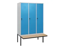 locker met bank,HxBxD 1950x1200x815mm,3vak,vak B 400mm,draaigrendel