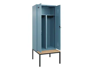PBM-locker met bank,HxBxD 2120x800x815mm,2vak,vak B 400mm,draaigrendel - 1
