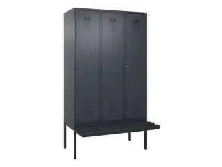 locker met bank,HxBxD 2120x1200x815mm,3vak,vak B 400mm,cilinderslot - 2