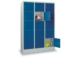 lockerkast,HxBxD 1850x1200x500mm,3x5vakken,RAL7035,front RAL5010