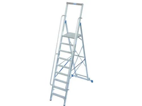 verrijdbare treden-platformladder eenzijdig 9treden stand H 2 1m
