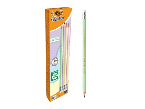 Potlood Bic Evolution HB met gom pastel assorti