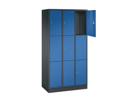 lockerkast,HxBxD 1950x920x500mm,3x3vakken,cil.-slot,sokkel