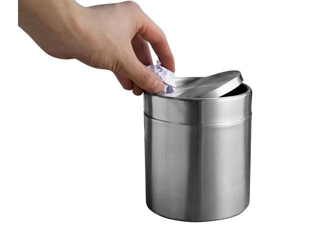 Afvalbak EKO Fandy tafelmodel met swingdeksel 1,5 liter rvs