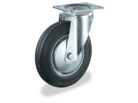 zwenkwiel,draagverm. 50kg,massief rubber-banden,ØxB 80x25mm,rollager