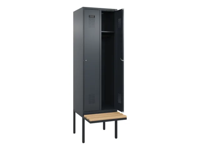 locker met bank,HxBxD 2120x600x815mm,2vak,vak B 300mm,cilinderslot