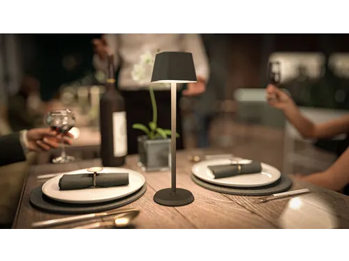 Securit Tafellamp Georgina LED Zwart oplaadbaar USB dimbaar
